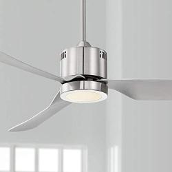 52'' Visionary Modern Ceiling Fan with Light LED Brushed Nickel Frosted for Living Room Kitchen Bedroom Family Dining - Casa Vieja