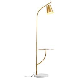 Hsyile Lighting KU300214 Creative Bedroom & Living Room Floor Lamp with a Table,Office and Reading Light - E26 Bulb - Brushed Antique Brass Finish