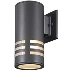 TENGXIN Outdoor Wall Sconce,Up/Down Porch Light,Stainless Steel 304 and Toughened Glass,Black Finished,E27,UL Listed,8.7 Inch Height.