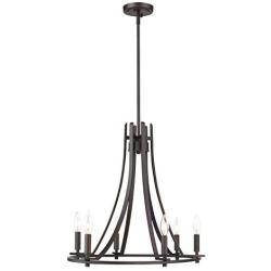 Emliviar 6-Light Large Wagon Wheel Chandelier, Vintage Farmhouse Pendant Light in Oil Rubbed Bronze Finish, 010-6 ORB