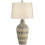 Desert Mesa Rustic Table Lamp Southwest Style Pattern Oatmeal Fabric Drum Shade for Living Room Bedroom Bedside Nightstand Office Family - John Timberland
