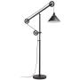 Henn&Hart FL0022 Modern Industrial Pulley System Contemporary Blackened Bronze with Metal Shade for Living Room, Office, Study Or Bedroom Floor Lamp, One Size, Black