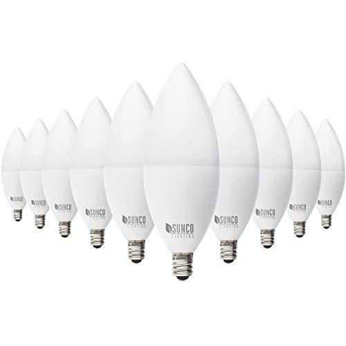 Sunco Lighting 10 Pack B11 LED Candelabra Bulb, Dusk-to-Dawn, 5W=40W, 4000K Cool White, 450 LM, E12 Base, Outdoor Decorative Light for Sconces - UL