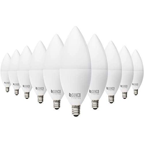 Sunco Lighting 10 Pack B11 LED Candelabra Bulb, Dusk-to-Dawn, 5W=40W, 3000K Warm White, 450 LM, E12 Base, Outdoor Decorative Light for Sconces - UL