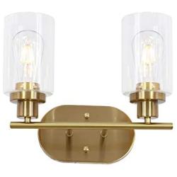 VINLUZ 2 Light Brass Wall Sconces Bathroom Light