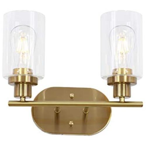 VINLUZ 2 Light Brass Wall Sconces Bathroom Light