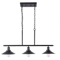 Wellmet 3 Lights Modern Pendant Lighting for Kitchen Island, Farmhouse Chandelier Dining Room Lighting Fixtures Hanging with Brushed Nickel Finish,Chandeliers Height Adjustable for Pool Table (Black)