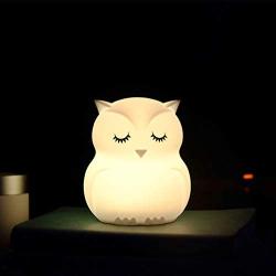 Silicone LED Night Lights for Bedrooms Cute Animal Night Light for Kids with Remote and Touch Sensor Portable Warm White Light & Color Changing RGB Lamps for Baby Girl Baby boy Gifts (Sleeping owl)