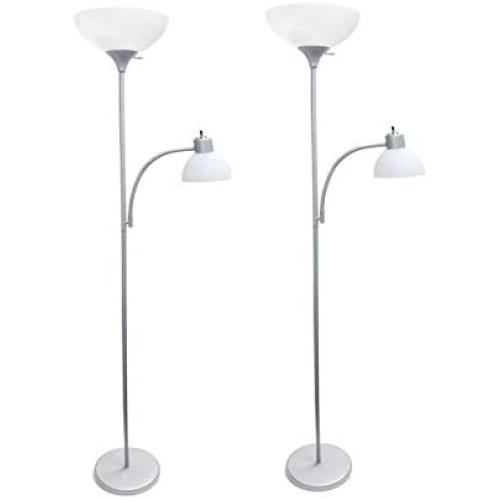 Simple Designs Home LF2000-SLV Simple Designs Floor Lamp with Reading Light, Silver (Pack of 2)