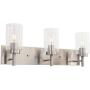 VINLUZ Vanity Bathroom Light Fixture Brushed Nickel 3 Lights Modern Wall Sconce Lighting with Clear Glass Shade Vintage Rustic Porch Wall Lamp Bedroom Living Room