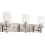 VINLUZ Vanity Bathroom Light Fixture Brushed Nickel 3 Lights Modern Wall Sconce Lighting with Clear Glass Shade Vintage Rustic Porch Wall Lamp Bedroom Living Room