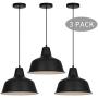 Black Industrial Pendant Lights Retro Farmhouse Hanging Ceiling Light Fixtures for Kitchen Island Bedroom Living Room Foyer… (Black in Three(Save $11.98))