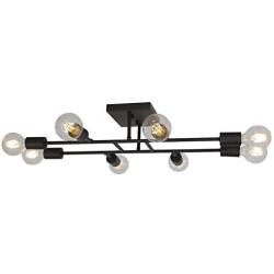 ELUZE Ceiling Light Fixture Industrial Metal Flush Mount Light Oil Rubbed Bronze Ceiling Lamp with 8 Lights for Dining Room Kitchen Living Room Lighting