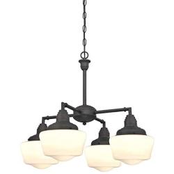 Westinghouse Lighting 6342000 Scholar Four-Light Indoor Convertible Chandelier/Semi-Flush Ceiling Fixture, Oil Rubbed Bronze Finish with White Opal Glass