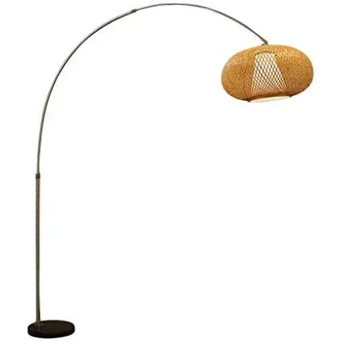 Floor Lamp, Bamboo Rattan Floor Lamp, E27 Base, Modern Wood Standing Light for Bedrooms, Living Room, Office, Reading Lighting,C,45cm
