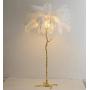 XIHOME Modern Luxury Real Ostrich Feather Gold Floor Lamp Metal Resin Nordic Standing Lamp Villa Repot Hotel Decor Lighting Romantic Princess Bedroom Bedside Floor Lamp 160cm(w/ LED Bulbs Gfit)-White