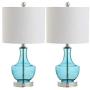 JONATHAN Y JYL1029C-SET2 Colette 20'' Mini Glass Table Lamp (Set of 2), Transitional, Glam, Coastal, for Office, Night Stand, Living Room, 2 Bulb, Blue, 2 Count