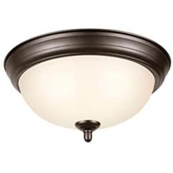 Amazon Brand - Ravenna Home Single-Light Flush-Mount Ceiling Light with Frosted Glass Shade, 5.3''H, Bronze