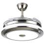 Fandian 42Inch Modern Ceiling Light with Fans Remote Control Retractable Blades for Living Room Bedroom Restaurant, Silver Color with Silent Motor (42In-2)