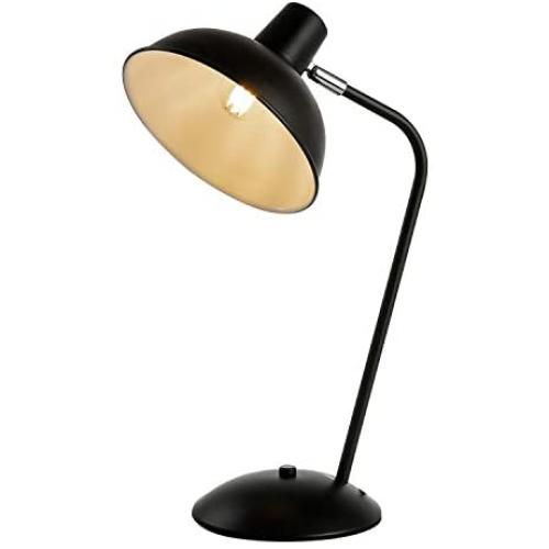 KRASTY Modern Industrial Adjustable Metal Bedside Lamp Farmhouse Living Room Bedroom Office Nightstand Black Table Lamp, Desk Lamp for Kid Eye-Caring Study Reading