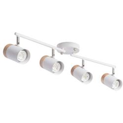 TeHenoo Adjustable Track Lighting Kit, 4-Lights Ceiling Light GU10 Bulb with Metal and Wood Shade for Living Room, Kitchen, Utility Room (White)