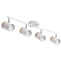 TeHenoo Adjustable Track Lighting Kit, 4-Lights Ceiling Light GU10 Bulb with Metal and Wood Shade for Living Room, Kitchen, Utility Room (White)