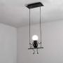Creative LED Pendant Lighting Modern Little People Ceiling Pendant Light Fixture Adjustable Hanging Lights Kitchen Island Iron Cartoon Doll Chandeliers Bedrooms 1×E26 Baking Paint (Black, One)