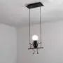 Creative LED Pendant Lighting Modern Little People Ceiling Pendant Light Fixture Adjustable Hanging Lights Kitchen Island Iron Cartoon Doll Chandeliers Bedrooms 1×E26 Baking Paint (Black, One)