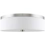 Kira Home Walker 20'' Large Mid-Century Modern 3-Light Flush Mount Ceiling Light, White Fabric Shade + Round Glass Diffuser, Brushed Nickel Finish