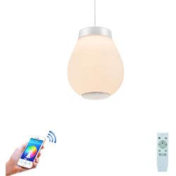 Pendant Light LED Mini Chandelier 30W White Music Ceiling Light with Bluetooth Speaker, Smart APP and Remote Control, Modern Design and Length Adjustable, Perfect for Kitchen Dining Room Restaurant. …