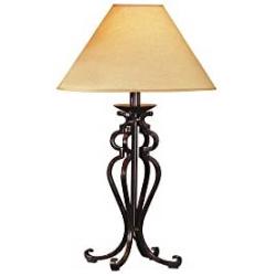 Rustic Table Lamp Open Scroll Wrought Iron Parchment Empire Shade for Living Room Family Bedroom Bedside - Franklin Iron Works