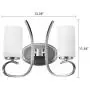 Sunlighting Modern Vanity Wall Lamps Set of 2 Satin Nickel Light Fixture with Frosted Glass Shades for Bathroom, Bedroom, Kitchen, Foyer, Dining & Living Room and Entryway