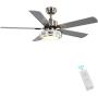Indoor Ceiling Fan Light Fixtures - FINXIN Brushed Nickel Remote LED 52 Ceiling Fans For Bedroom,Living Room,Dining Room Including Motor,5-Blades,Remote Switch
