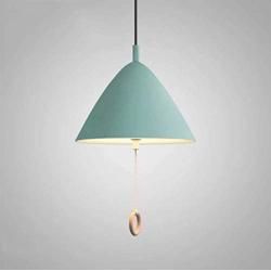 LAKIQ Kids Room Pendant Light Colorful Umbrella Shape with Pull Chain Modern Nordic Aluminum Hanging Ceiling Light for Bedroom Living Room Dining Room Kitchen Island(Blue,10.5)