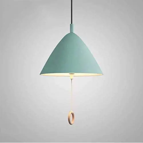 LAKIQ Kids Room Pendant Light Colorful Umbrella Shape with Pull Chain Modern Nordic Aluminum Hanging Ceiling Light for Bedroom Living Room Dining Room Kitchen Island(Blue,10.5)