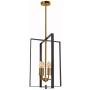 4-Light Chandelier,19.88 x 13.75 Inch Adjustable Rectangular Frames, Support Dimming, Metal Pendant Ceiling Light Fixtures for Kitchen Island Dining Room Entryway Hallway Farmhouse-Black Gold