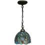 LITFAD Turquoise Dragonfly Hanging Lamp Tiffany Style Stained Glass 1 Head Suspended Light 8'' Wide Pendant Light Chandelier for Kitchen Island Barn Restaurant Hotel