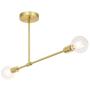 XiNBEi Lighting Semi Flush Mount Ceiling Light, Vintage Sputnik Satin Brass Close to Ceiling with 2 LED Bulb for Bedroom Living Room XB-SF1234-2-SB-G30