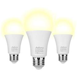 Dusk to Dawn Light Bulb, Aukora Smart Sensor LED Light Bulb, 12W (100-Watt Equivalent), 3000Kelvin, E26 Base Automatic On/Off Led Bulb Outdoor/Indoor for Porch Garage Patio Garden(Warm White, 3 Pack)