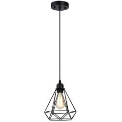 Vintage Pendant Light, HESSION Industrial Metal Cage Mini Pendant Lighting Oil Rubbed Black Finish, Rustic Ceiling Light Fixture