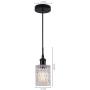 TLOLGT Industrial Indoor Hanging Pendant Lighting ,Black Pendant Light with Decorative Pattern Glass Shade for Restaurant, Living Room, Bedroom