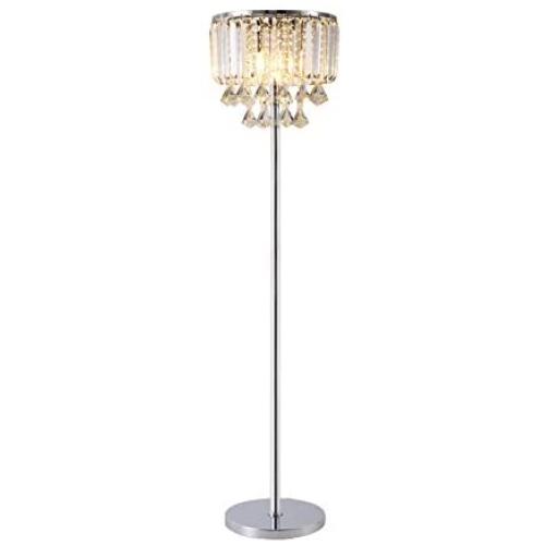Hsyile Lighting KU300171 Cozy Elegant Modern Creative Crystal Floor Lamp for Living Room,Bedroom,Office,Chrome Finish,3 Lights