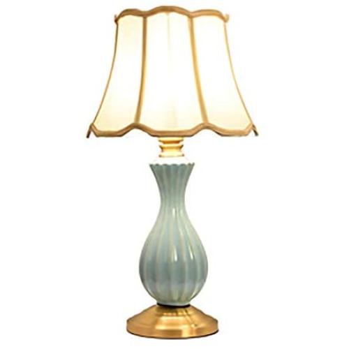 CUICAN E26 Ceramic Decoration Table Lamp, Modern Copper Base Creative Fabric Lampshade Bedside Reading Lamp for Living Room Office Desk Lamp-a 50x29cm(20x11inch)