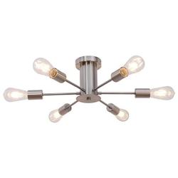 VINLUZ 6 Lights Modern Sputnik Chandelier Brushed Nickel Flush Mount Ceiling Light Contemporary Chandelier for Dining Room Living Room Kitchen