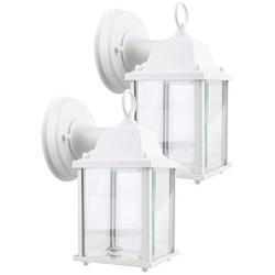 LIT-PaTH Outdoor LED Wall Lantern, Wall Sconce as Porch Light, 9.5W (75W Equivalent), 800 Lumen, Aluminum Housing Plus Glass, Matte White Finish, ETL and ES Qualified, 2-Pack