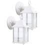 LIT-PaTH Outdoor LED Wall Lantern, Wall Sconce as Porch Light, 9.5W (75W Equivalent), 800 Lumen, Aluminum Housing Plus Glass, Matte White Finish, ETL and ES Qualified, 2-Pack