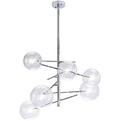 Modern Sputnik Chandelier 6 Lights Chrome,Mid-Century Glass Sphere Chrome Pendant Lighting for Bedroom Kitchen Dining Room by Bewamf (Bulbs Included)