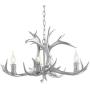 JONATHAN Y JYL6301C Eldora 26'' Adjustable Resin Antler 4-Light LED Chandelier Glam,Rustic,Cottage Dimmable, for Dining Room, Foyer, Bedroom, Silver