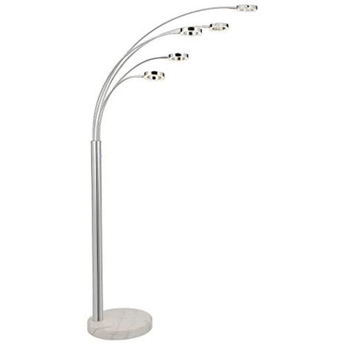 CO-Z Bright LED Floor Lamp with 5 Lights, Modern Dimmable Task Standing Light Fixture with Stable Marble Base for Living Room Office, Contemporary Touch Arch Pole Lamp with Five Adjustable Heads