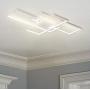 Leniure White Square LED Light Ceiling Lamp Chandelier Lighting Fixture 35'' Wide 22'' Deep 3'' High, Warm White 3000K